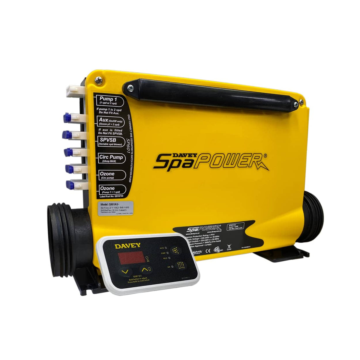 Davey Spa-Quip SP601 1.5kw Controller and Rectangular Touchpad – Spa ...