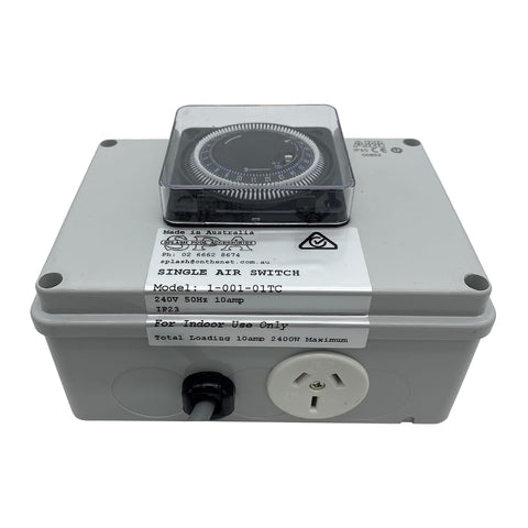 Single Outlet 10amp Air Switch Box c/w Time Clock